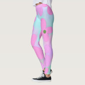 Blumenpastel Abstrakte Imitate Holografisch Pink C Leggings (Links)