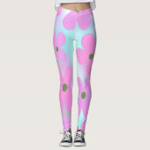 Blumenpastel Abstrakte Imitate Holografisch Pink C Leggings (Vorderseite)