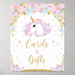 Blumenpastel Einhorn Karten und Geschenke Dekorati Poster