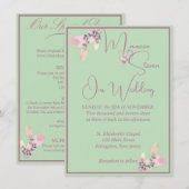 Blumenpastel Green & Mauve Wedding Einladung (Vorne/Hinten)