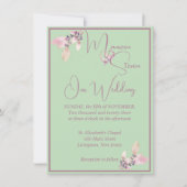 Blumenpastel Green & Mauve Wedding Einladung (Vorderseite)