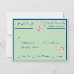 Blumenpastel Grün & Blau Hochzeit RSVP Karte