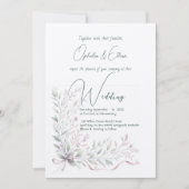 Blumenpastel Moderne Typografie Hochzeit Einladung (Vorderseite)