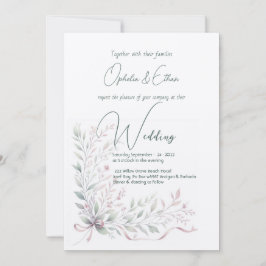 Blumenpastel Moderne Typografie Hochzeit Einladung