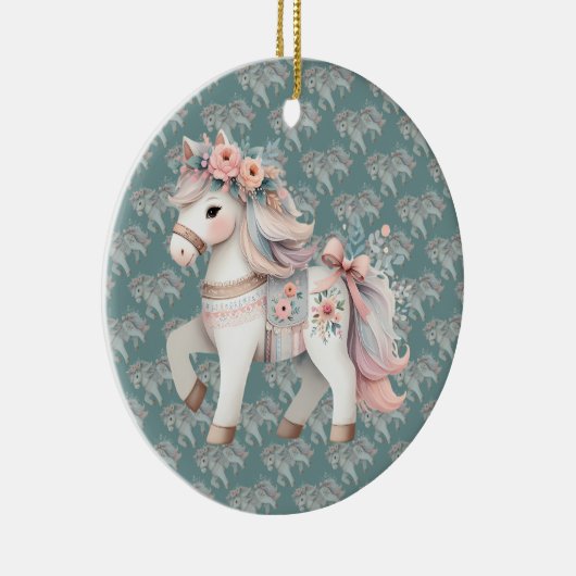 Blumenpastel Pferde Fantasie Illustration Cube Pou Keramik Ornament (Rechts)