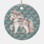 Blumenpastel Pferde Fantasie Illustration Cube Pou Keramik Ornament (Hinten)