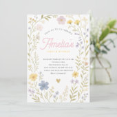 Blumenpastel Wildblume zum Geburtstag Einladung (Stehend Vorderseite)