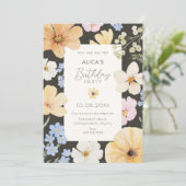 Blumenpastellfarbe Geburtstag Einladung (Stehend Vorderseite)