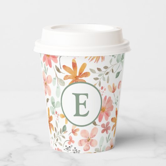 Blumenpastellpapier-Cup mit anfänglichem Pappbecher (Vorderseite)