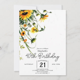 Blumenpasten Wildblumen 40. Geburtstag Einladung