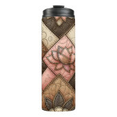 Blumenpatchworkmuster-Design Thermosbecher (Vorderseite)