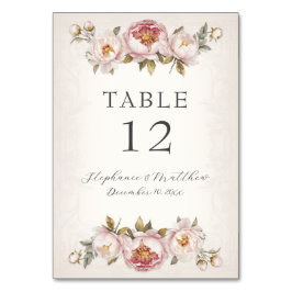 Blumenpeony Elegantes Rosa Elfenbeinhochzeit Tischnummer