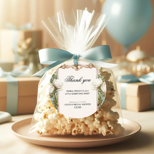 Blumenperlen und Prosecco-Brautparty - Gefältmarke Geschenkanhänger