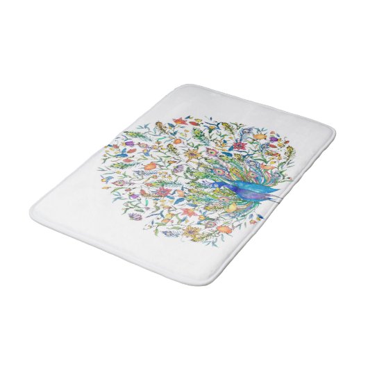 Blumenpfau Badematte (Schrägansicht)