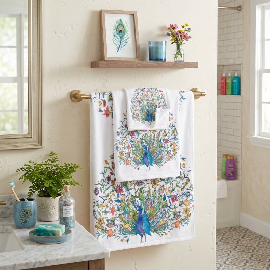 Blumenpfau Badhandtuch Set
