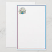 Blumenpfau Briefpapier (Vorne/Hinten)