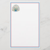 Blumenpfau Briefpapier (Vorderseite)