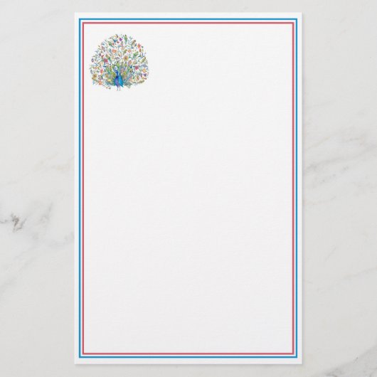 Blumenpfau Briefpapier (Vorderseite)
