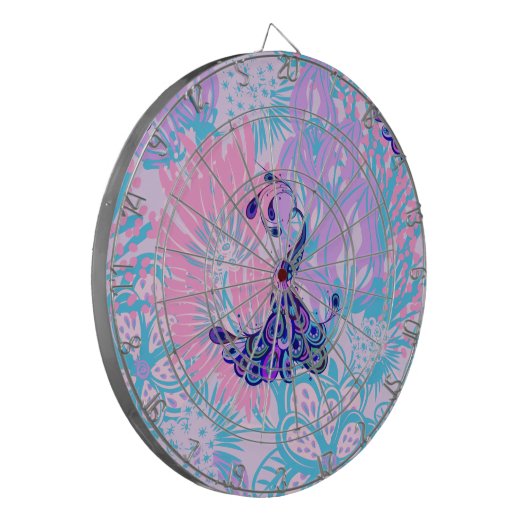 Blumenpfau Dartscheibe (Vorderseite Links)