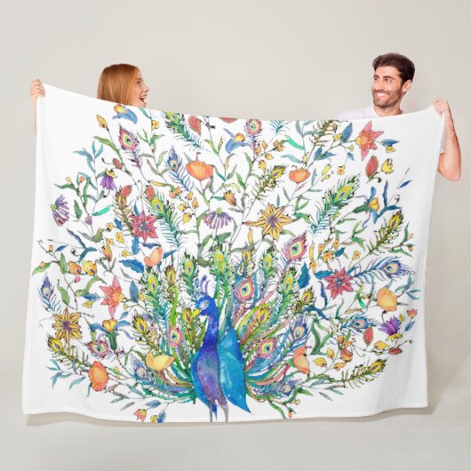 Blumenpfau Fleecedecke (Beispiel)