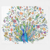 Blumenpfau Fleecedecke (Vorderseite (Horizontal))