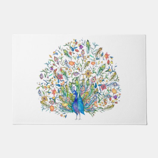 Blumenpfau Fußmatte (Vorderseite)