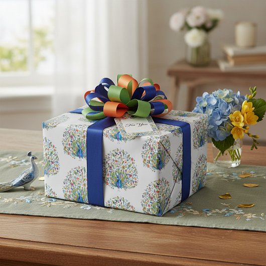 Blumenpfau Geschenkpapier