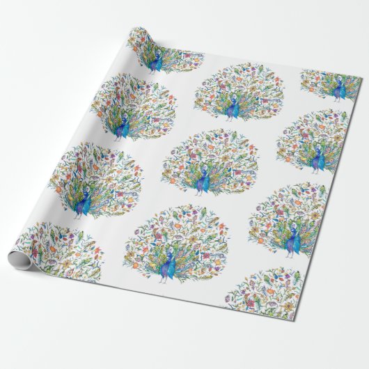 Blumenpfau Geschenkpapier (Ungerollt)