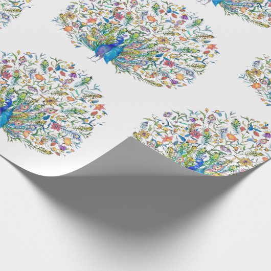 Blumenpfau Geschenkpapier (Ecke)