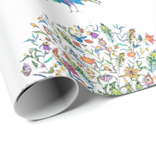 Blumenpfau Geschenkpapier (Rolleneckpunkt)