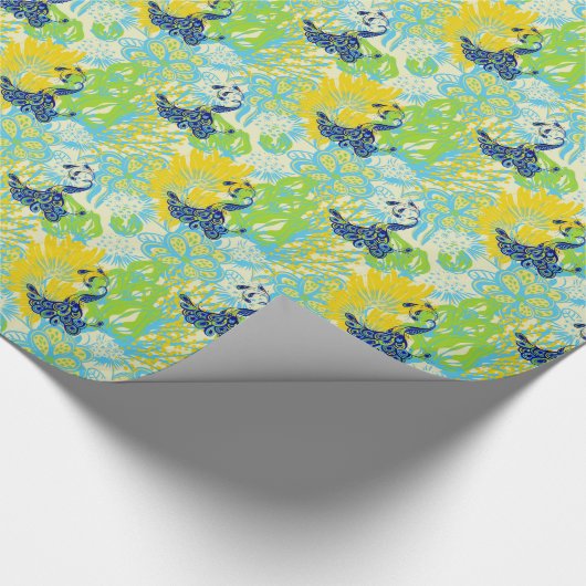 Blumenpfau Geschenkpapier (Ecke)