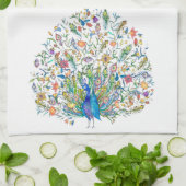 Blumenpfau Geschirrtuch (Gefaltet)