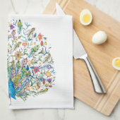 Blumenpfau Geschirrtuch (Viertel Falte)