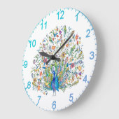 Blumenpfau Große Wanduhr (Winkel)