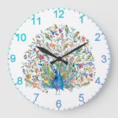 Blumenpfau Große Wanduhr (Vorderseite)