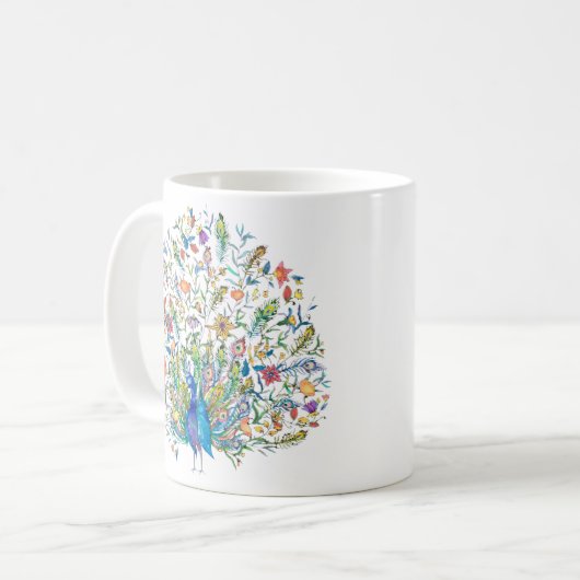 Blumenpfau Kaffeetasse (Vorderseite Links)