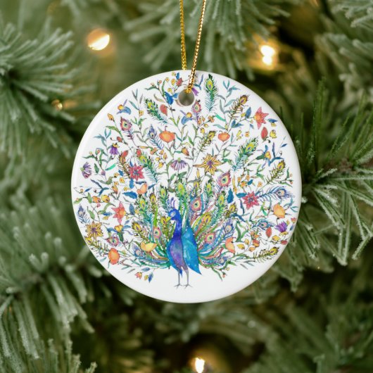 Blumenpfau Keramik Ornament (Baum)
