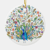 Blumenpfau Keramik Ornament (Vorne)