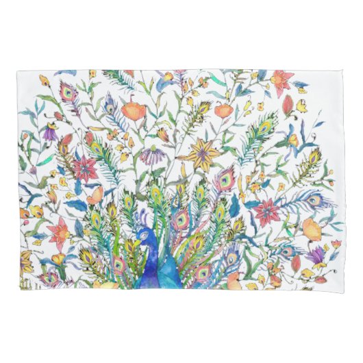 Blumenpfau Kissenbezug (Vorderseite)
