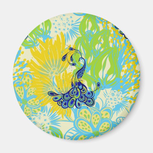 Blumenpfau Magnet (Vorne)