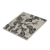 Blumenpfau-Muster-Schwarz-kundenspezifische Fliese (Seite)