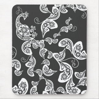 Blumenpfau-Muster-weißes kundenspezifisches Mousepad