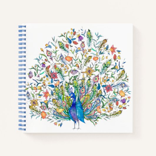 Blumenpfau Notizblock (Vorderseite)