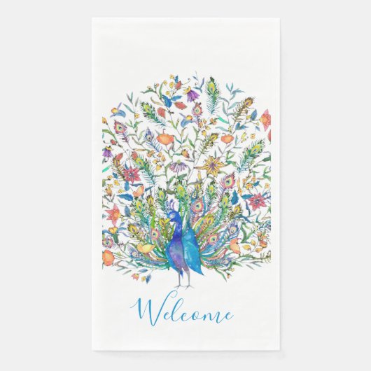 Blumenpfau Serviette (Vorderseite)