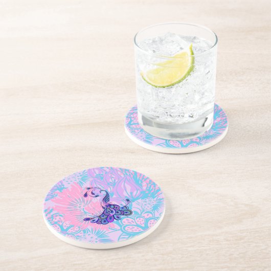 Blumenpfau Untersetzer (Seite)