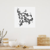 Blumenpfauenmuster Benutzerdefiniertes Poster (Küche)