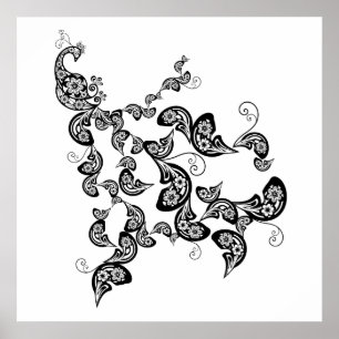 Blumenpfauenmuster Benutzerdefiniertes Poster