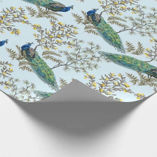 Blumenpfauenwackelpapier Geschenkpapier (Ecke)