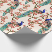 Blumenpfauenwackelpapier Geschenkpapier (Ecke)