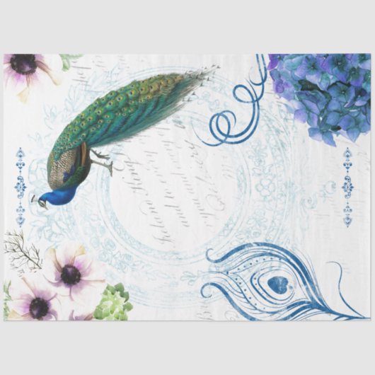 Blumenpfauge-Entpackpapier Seidenpapier (Vorderseite)